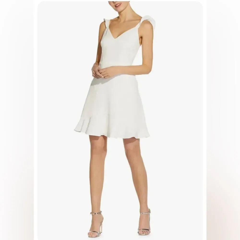 Aidan Mattox IVORY Crepe Cocktail Dress